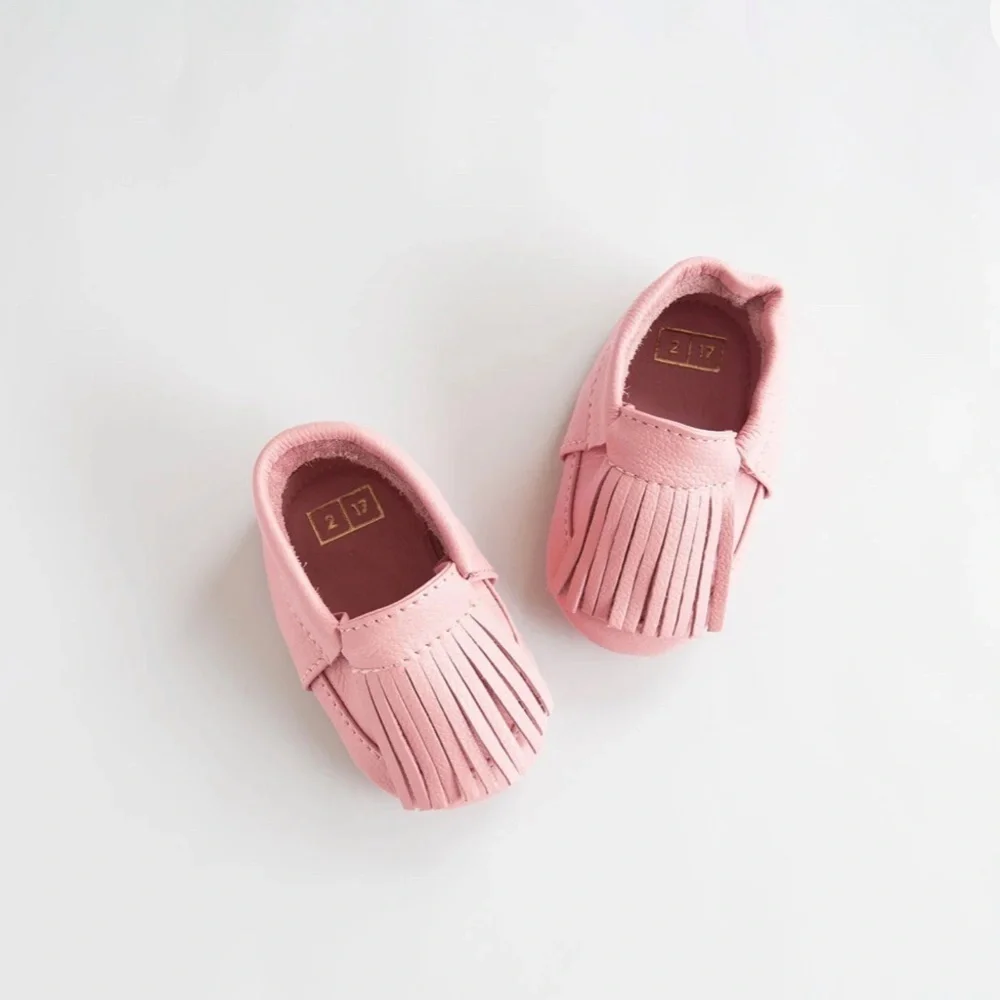 Pink Moccasins for Kids. Leather. By ili + Charlie